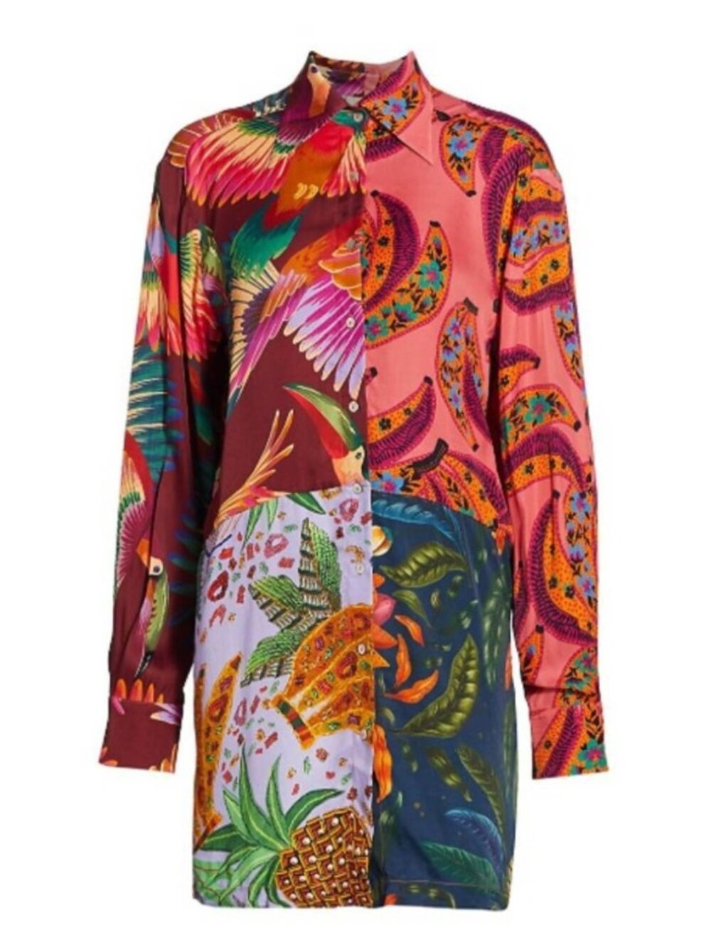 Farm Rio Mixed Tropical Print Shirt Dress - Picture 5 of 7